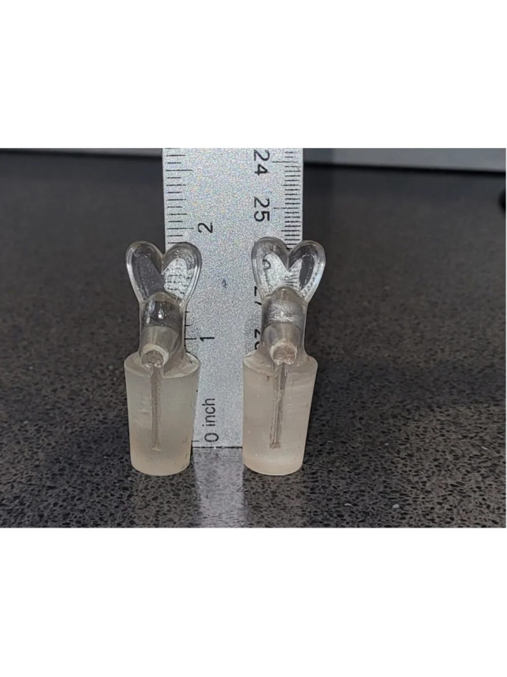 Vintage Glass Bottle Stoppers Heart Top Ground Glass Apothecary Lab Stoppers Set